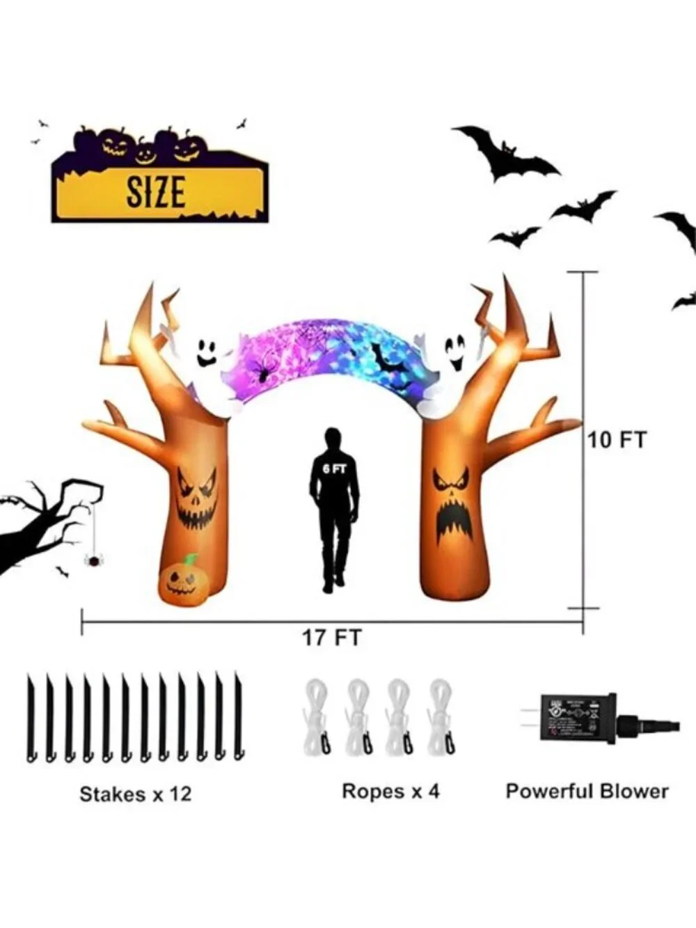 17 FT Halloween Inflatable Tree Archway Outdoor Yard Decoration